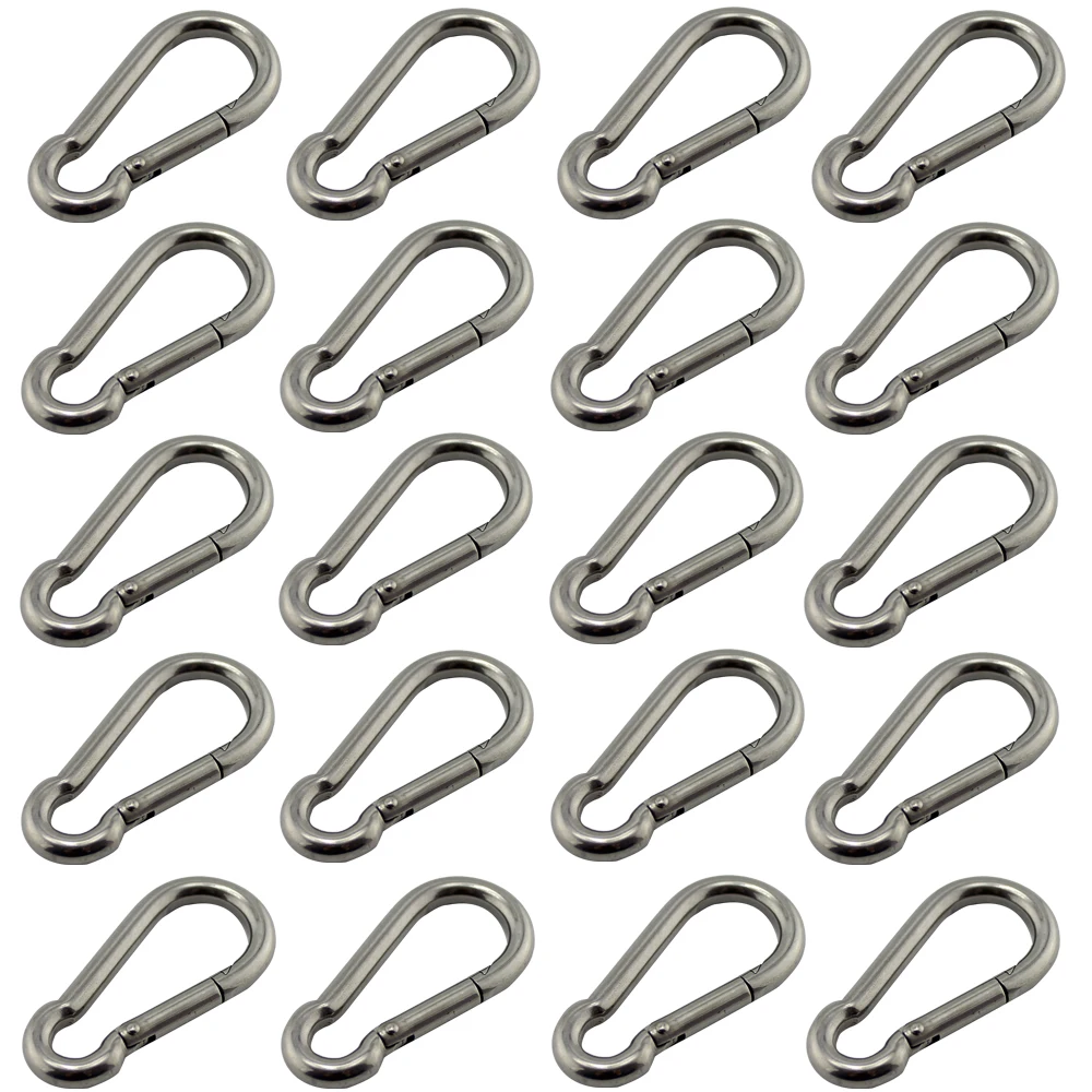 

20pcs 5*50mm SS304/316 Snap Hook Carabiner DIN5299C Spring Snap Hooks