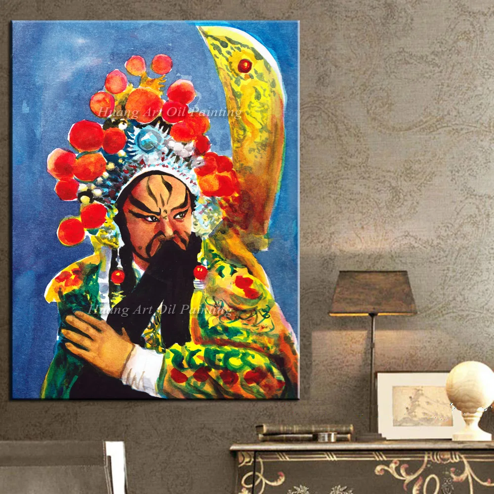 Handmade Chinese Beijing Opera Oil Painting Loyalty Man Figure Traditional Guan Gong Cultural Character Painting On Canvas