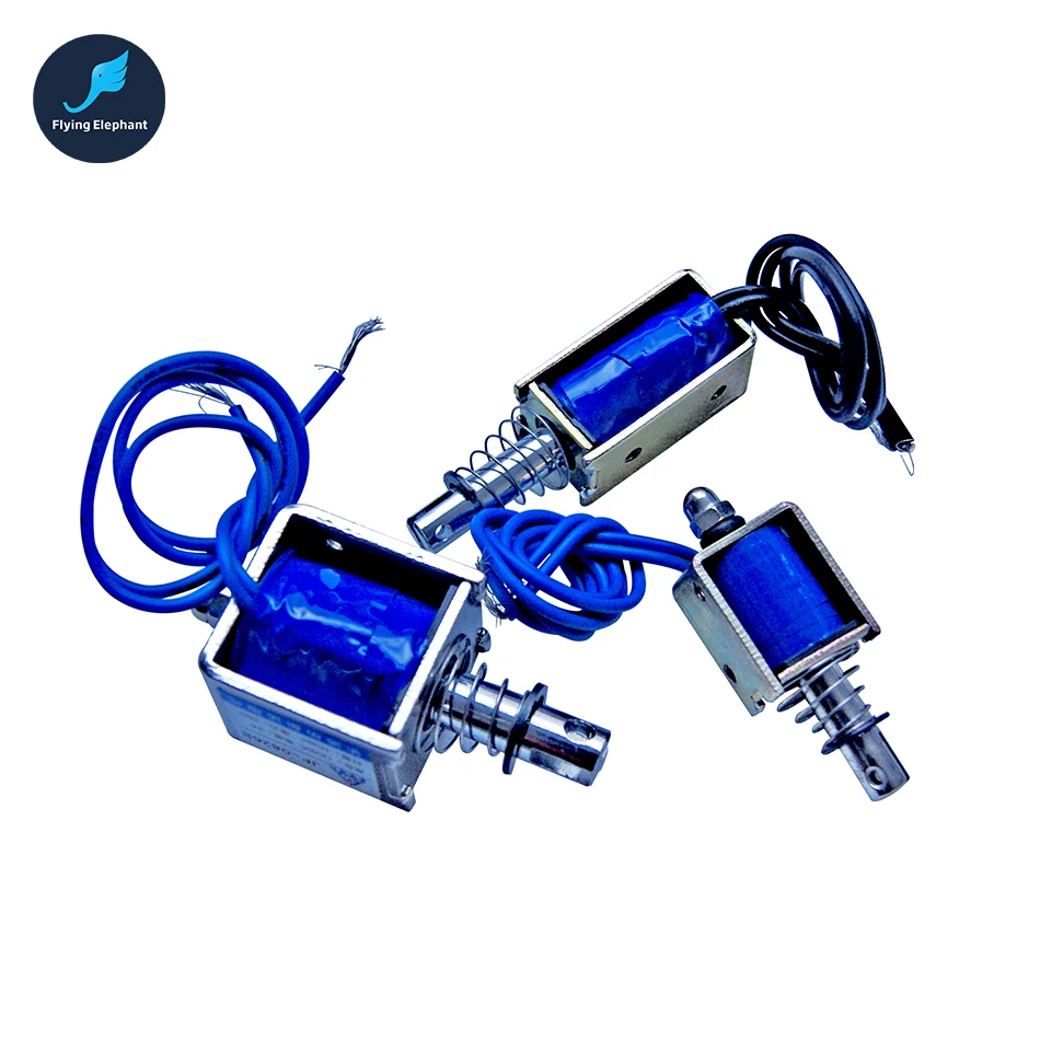 JF-0520B Push Type Open Frame Linear Solenoid DC 6V 12V 24V Electromagnet Suction 40g 10mm 0.3A 4N Holding Clearance Price