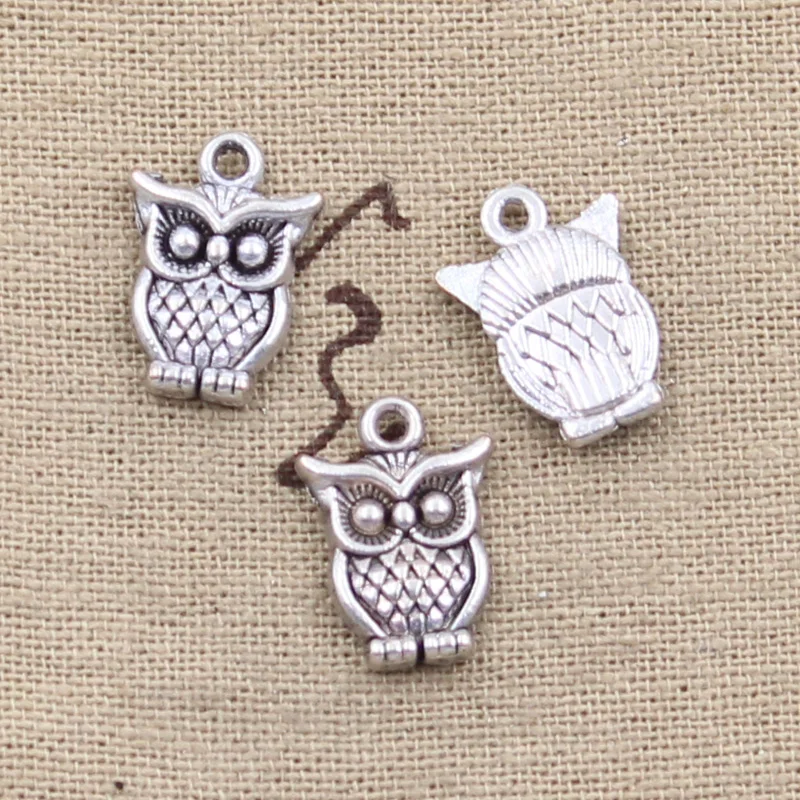 20pcs Charms Big Eyes Owl 16x12mm Antique Bronze Silver Color Pendants Making DIY Handmade Tibetan Bronze Silver Color Jewelry