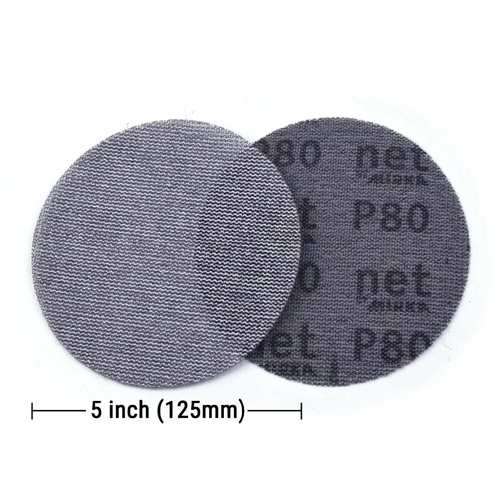 10PCS 5 Inch 125mm Mesh Dust-free Anti-blocking Hook&Loop Sanding Discs Round Abrasive Sandpaper 80#180#240# Car Decorate Paper