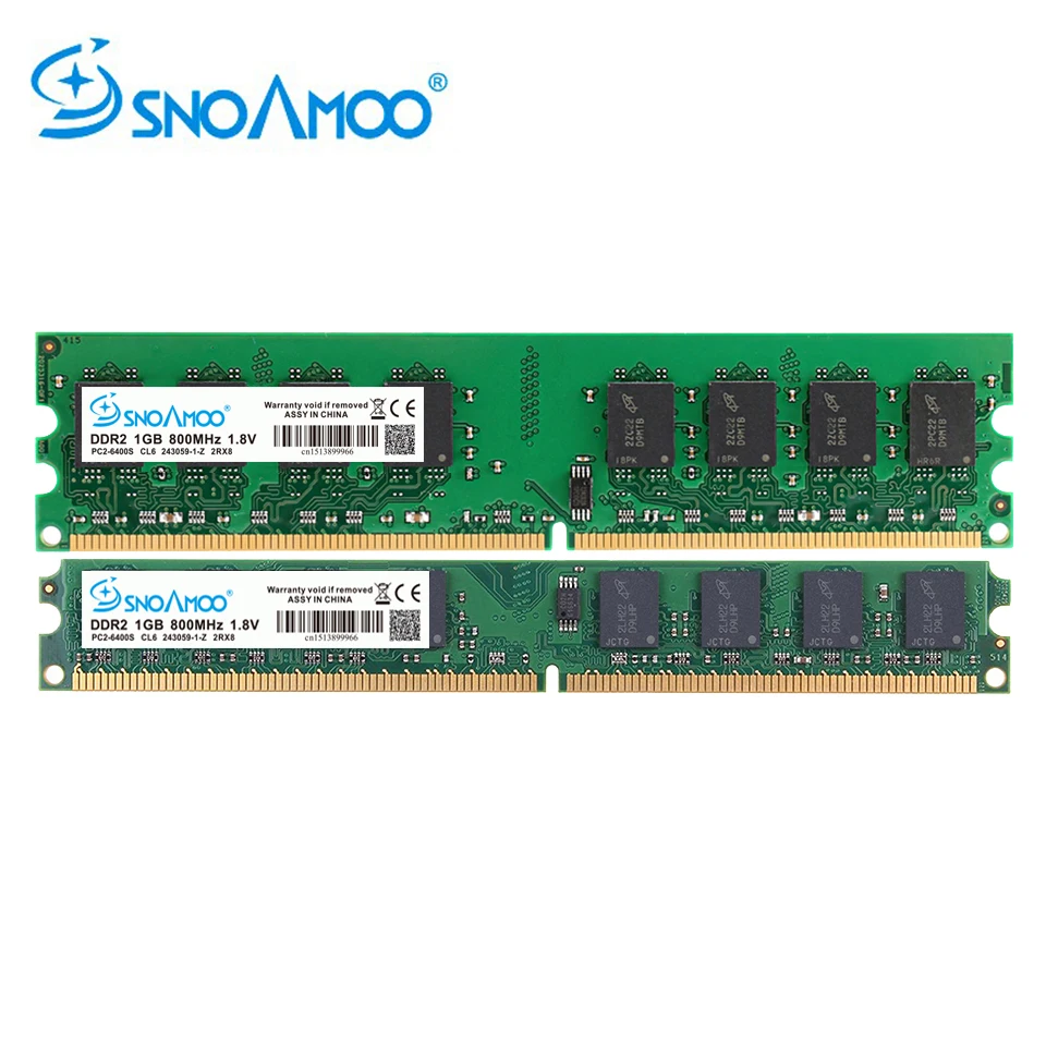 SNOAMOO Desktop PC RAMs DDR2 1G/2GB 667MHz PC2-5300s 800MHz PC2-6400S DIMM Non-ECC 240-Pin 1.8V For Intel Computer Memory