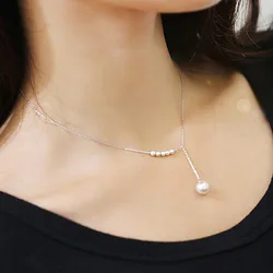 New Dainty Clavicle Imitation Pearl Minimalist Statement Chain Necklace Pendant For Women Jewelry Hot Bijoux Collier Collares