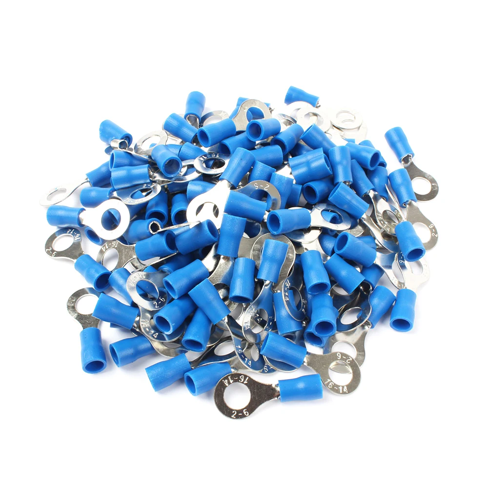 50PCS RV2-6 Blue Ring insulated terminal Cable Wire Connector suit 1.5-2.5mm Electrical Crimp Terminal