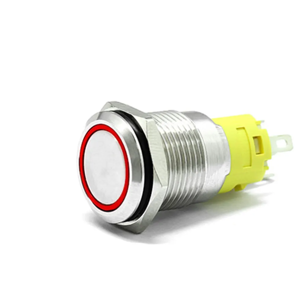 16mm 6V 12V 110V 220V LED Momentary Latching Stainless Steel anti vandal waterproof metal Push Button Switch Ring LED