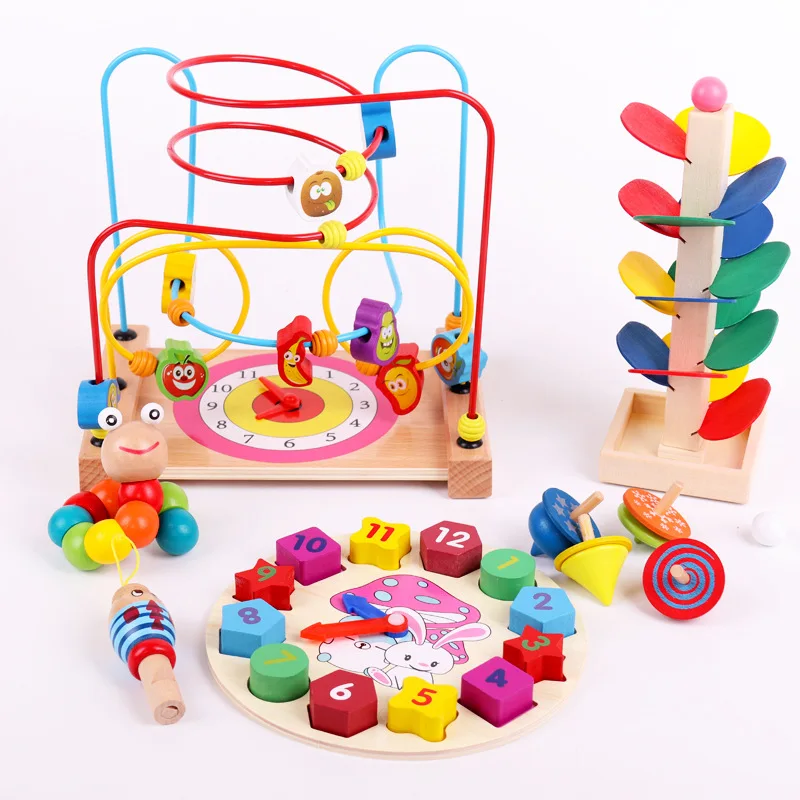 

New wooden multi-functional package combination Round bead octave knocking piano Children early education puzzle teaching aid