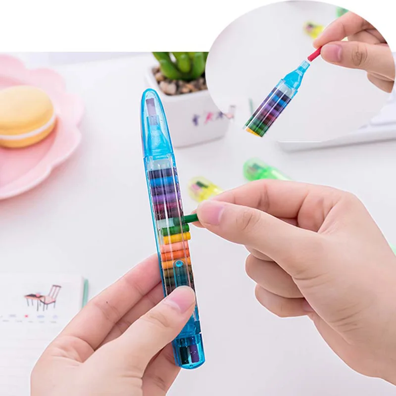 Crianças Multicolor Nontoxic Lavável Segurança Crayon Pen, Crianças Desenho, Brinquedo de impressão, 20 cores, 2pcs