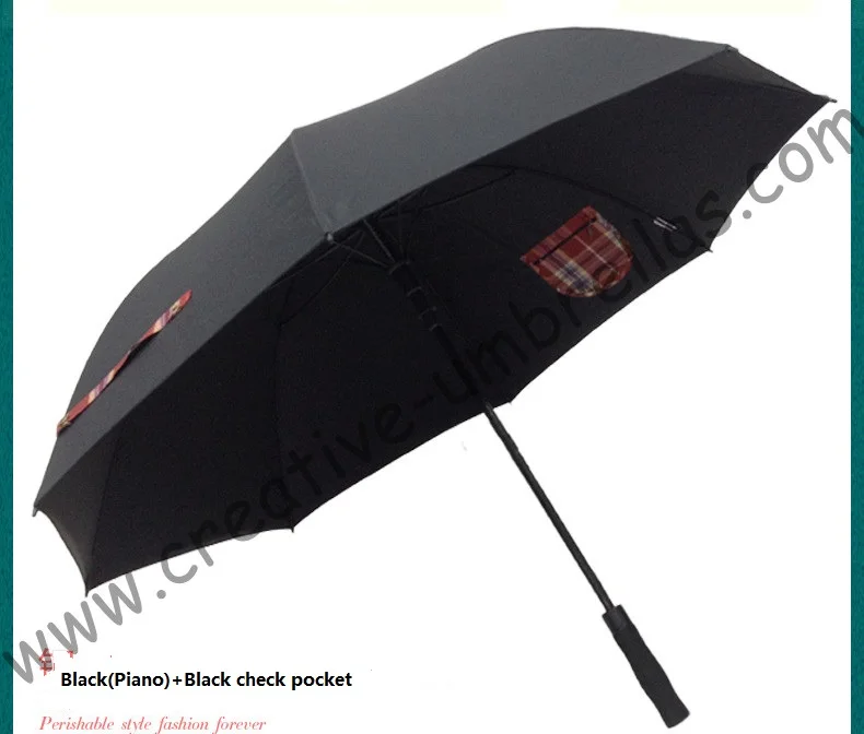 (3pcs/lot)210T pongeee visible double layers golf umbrellas.fiberglass,auto anti static,anti-thunder,inner pocket inside panel