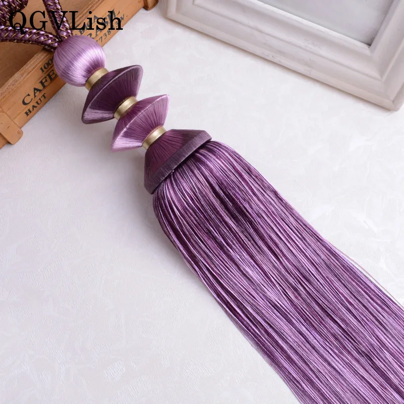 QGVLish New 2Pcs Curtain Tassels Fringe Tiebacks Hanging Belts Balls Bind Ropes Brush Straps Curtain Accessories Tieback Holder