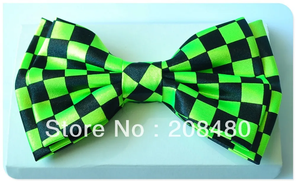 

Shiny Bowtie for men Tuxedo Dress Mens Bow tie "Green+Black checker/plaid" Brand Design Gift 2020 new Cravat Butterfly Knot