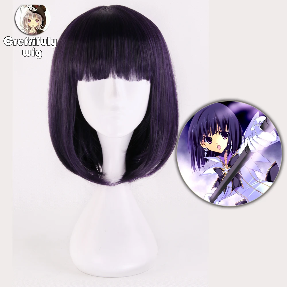 

kuzu no honkai Cosplay Wig Short Dark Purple Bob Hair Yasuraoka Hanabi Heat Resistant Synthetic Halloween Costume Woman Wigs