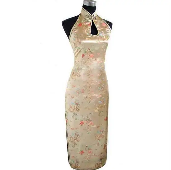 Sexy Bourgondië Backless Traditionele Chinese Jurk Lange Halter Cheongsam Qipao Novelty Druipen Kostuum Sml Xl Xxl Xxxl WC025