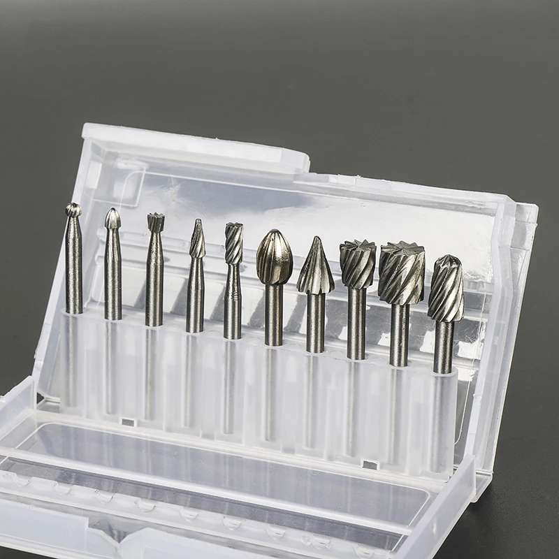 Dutoofree Routing Router Bits Burr Rotary Tools Suit Dremel Rotary Wordworking Tool Engraving Woodworking Tools 10pcs/lot HSS