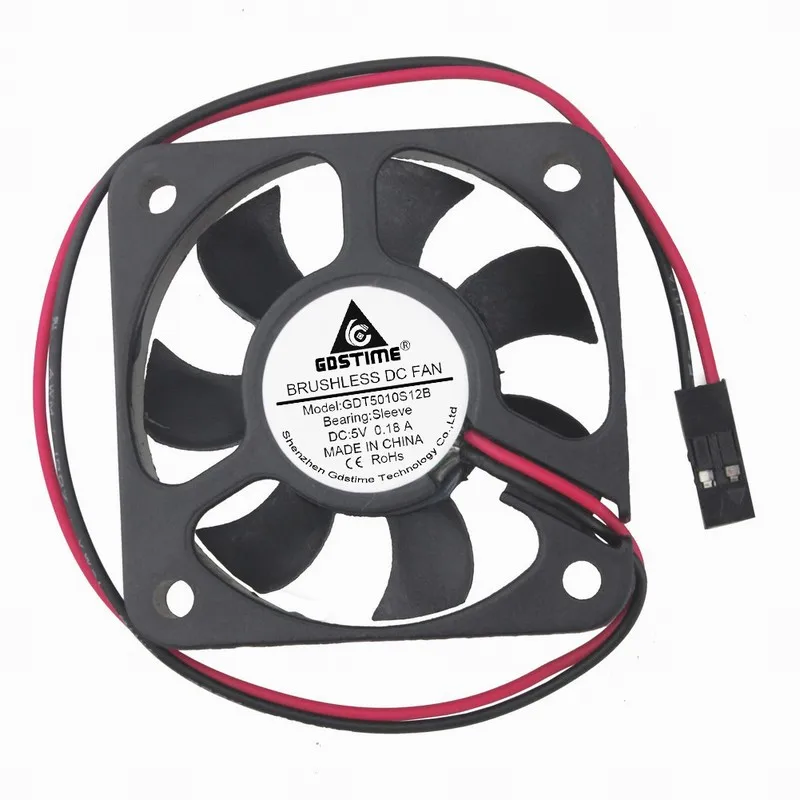 10 pcs Gdstime DC 5V 2Pin Dupont Brushless 5010s 50x50x10mm 5010 Micro Cooler Portable Axial Cooling Fan 50mm x 10mm