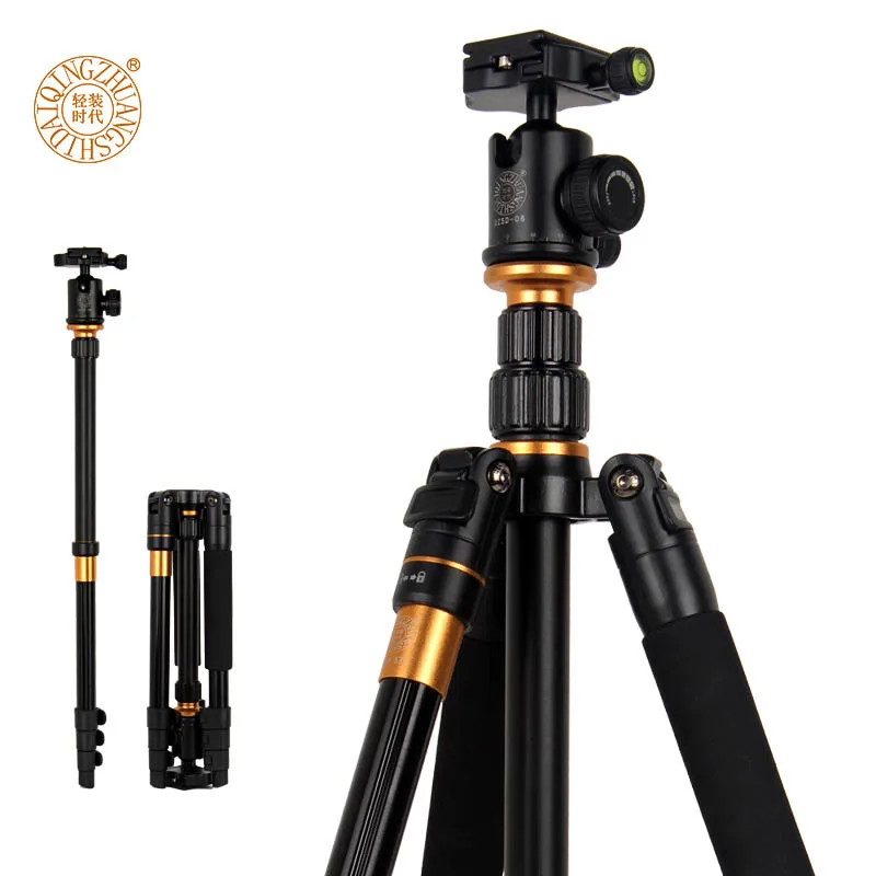 QZSD Q570 Professional Photographic Portable Tripod Monopod & Ball Head For Digital SLR DSLR Camera/ Travel Compact Camera Stand