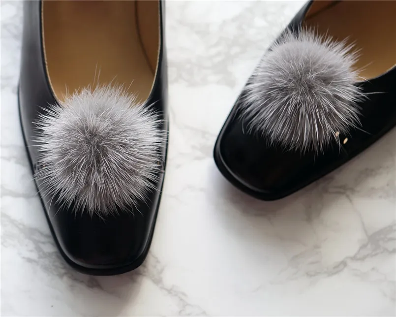 Real Mink fur pom pom shoe clips bridal white shoe& accesories ornaments decorations charms shoe buckle 10 sets E106