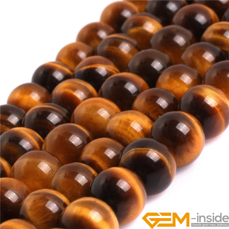 Natural Stone AAA Genuine Tiger Eye Precious Accessorries Round Beads DIY Loose Bead For Jewelry Making Strand 15\