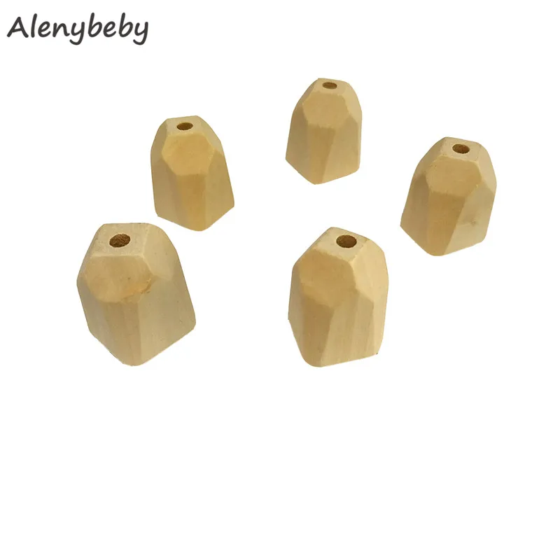 

Wood 30*20mm Polygonal beads Wooden Hexagon Beads Teether for Baby Teething Pacifier DIY Making Bracelet Necklace Teether