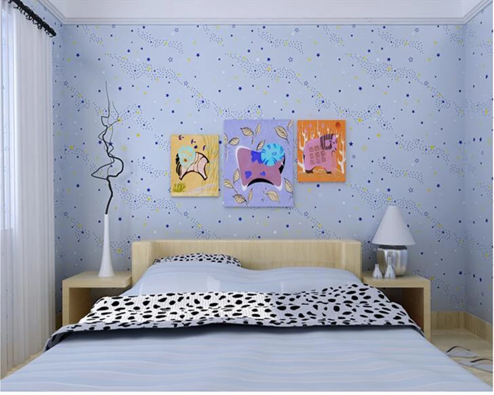 beibehang tapety Wallpaper Kids Room Nonwovens Star Cartoon Warm and Environmentally Friendly Bunny Background papel de parede