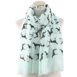 Ladies Animal Printed Scarf New Korean Style High Quality Lovely Dog Shawl 70*180CM Polyester Breathe Tassels Thin Scarf