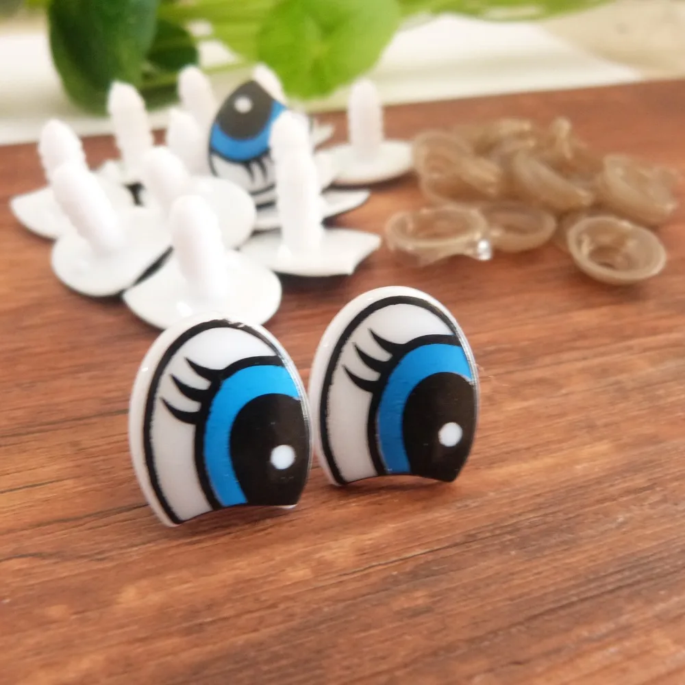28x38mm Neue Niedliche Bedruckte Augen aus Kunststoff, Sicherheits-Tieraugen & Weiche Unterlegscheiben für DIY-Puppen-Bedarf - 20 Stück - 50 Stück - 100 Stück – Detail 6