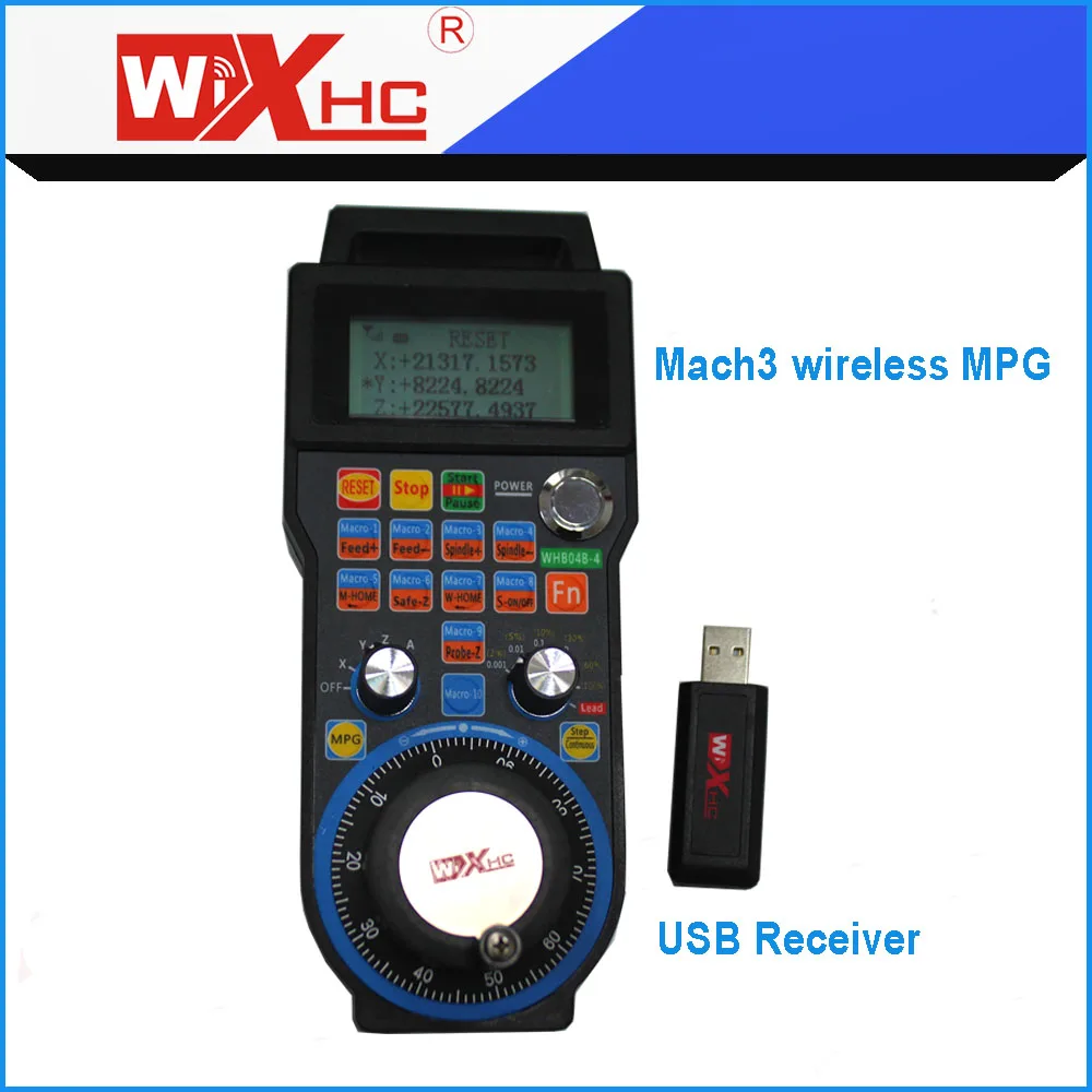 WiXHC 4Axis for Mach3 wireless usb port CNC MPG pendant CNC Controller Remote for CNC Engraving machine Mechanical Arm Engraving