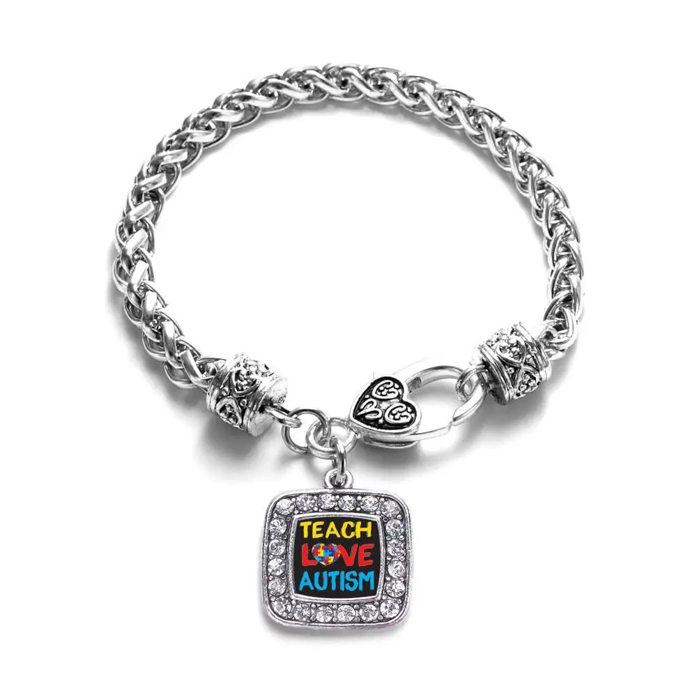 TEACH LOVE AUTISM AWARENESS SQUARE CHARM