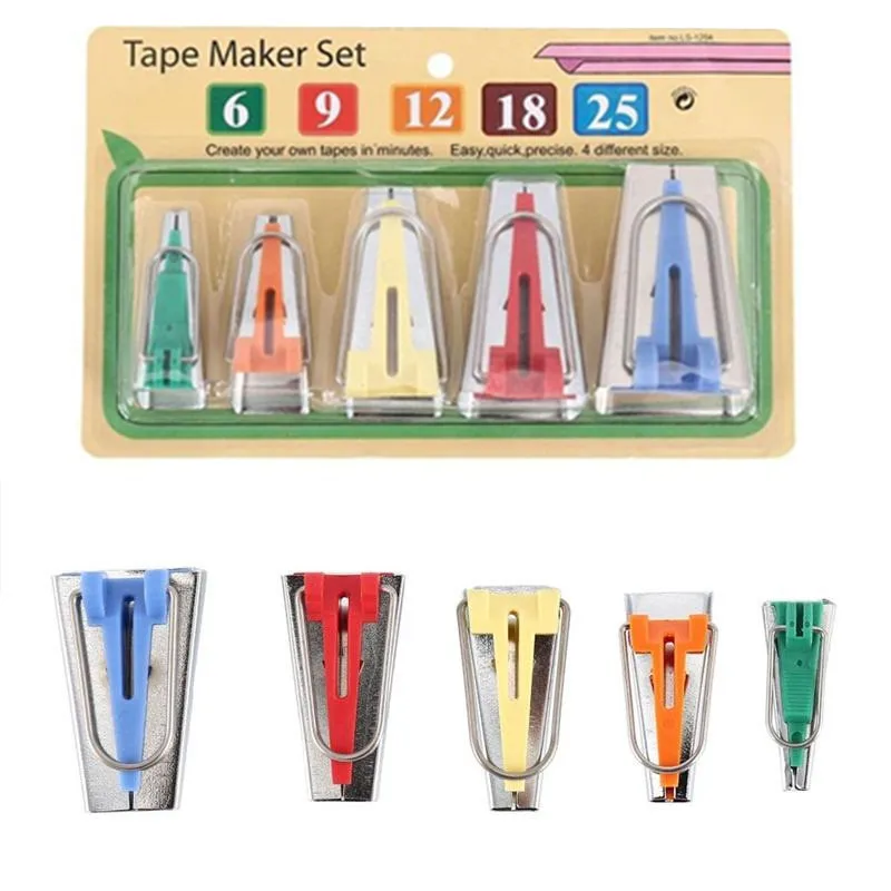 Sewing Accessories Bias Tape Makers - 5 size 6mm 9mm 12mm 18mm 25mm bias binding Tool Sewing Quilting 5BB5589