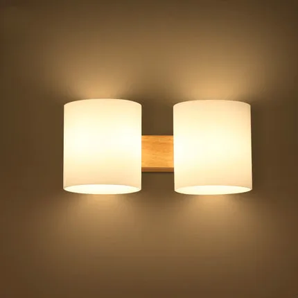 

Oak Modern wooden Wall Lamp Lights For Bedroom/bathroom Home Lighting Wall Sconce solid wooden wall light double heads