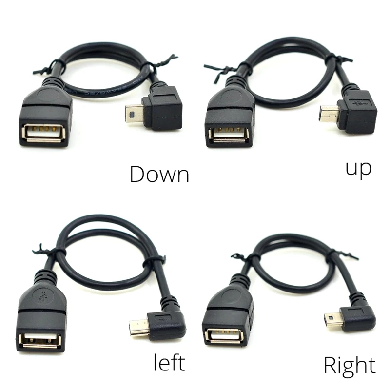 20cm Mini USB Male to USB 2.0 a Female OTG Cable Adapter Left Right up down Angle for Tablet PC GPS Car DVD