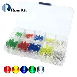 200PCS 3MM 5MM Led Kit With Box Mixed Color Red Green Yellow Blue White Light Emitting Diode Assortment 5x100pcs=500Pcs F3 F5