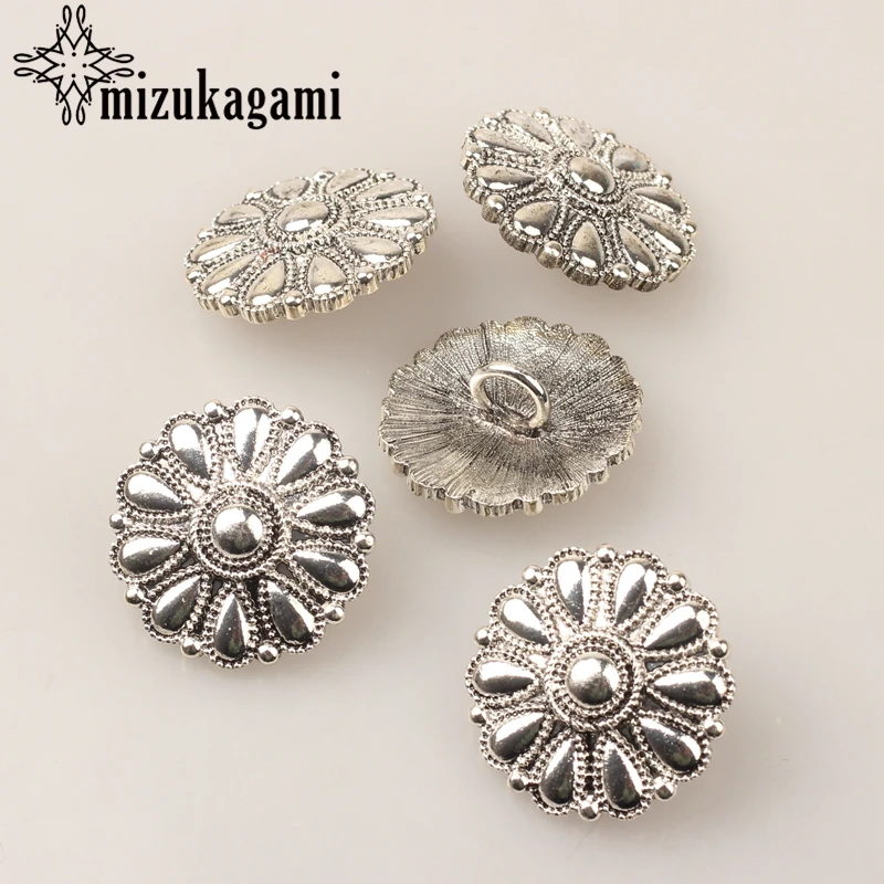 Zinc Alloy CONCHO Sun Flowers Buttons Retro Charms 3pcs/lot 30MM For DIY Making Finding Accessories