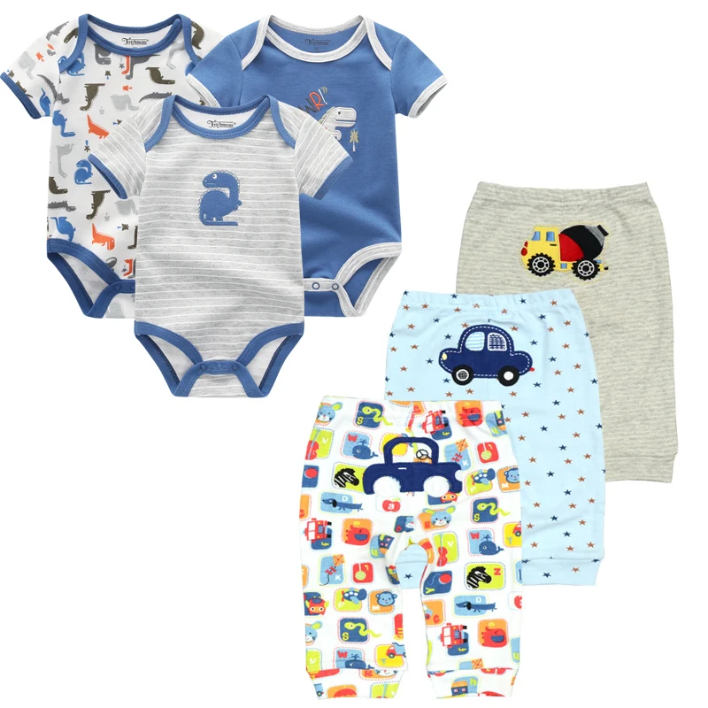 6PCS/lot Short Sleeve Baby Romper +pant Cartoon boys Clothes sets 2022 Summer girl baby jumpsuit Kids Baby Outfits Clothing