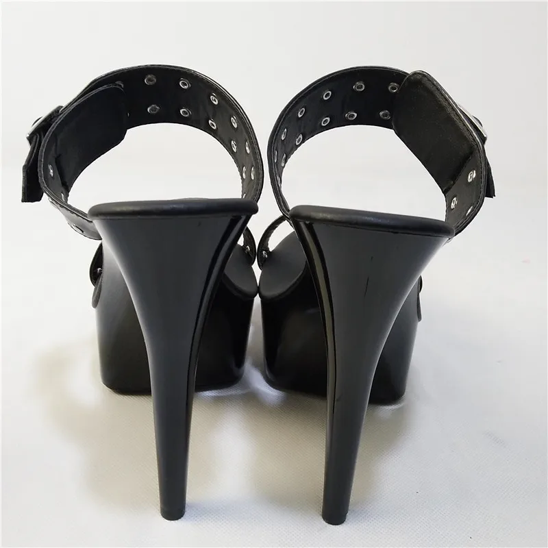 Black Color Buckle Platform 15cm Ultra Slippers Women's 6 Inch Lady High-Heeled Dance Shoes