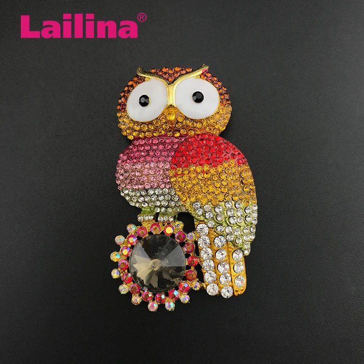 

Fashion Mulitcolor Rhinestone Owl Sunflower Brooch pin