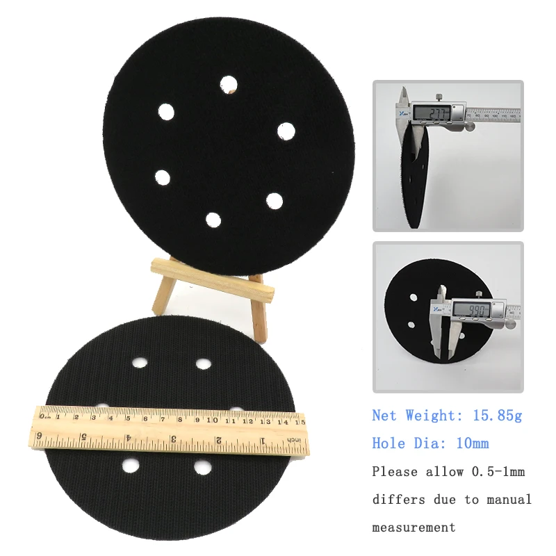 Almohadilla de interfaz de disco de protección, 6 pulgadas, 6 agujeros, 150mm, negro, accesorios de herramientas eléctricas para pulido y molienda, gancho y bucle, 2 uds.