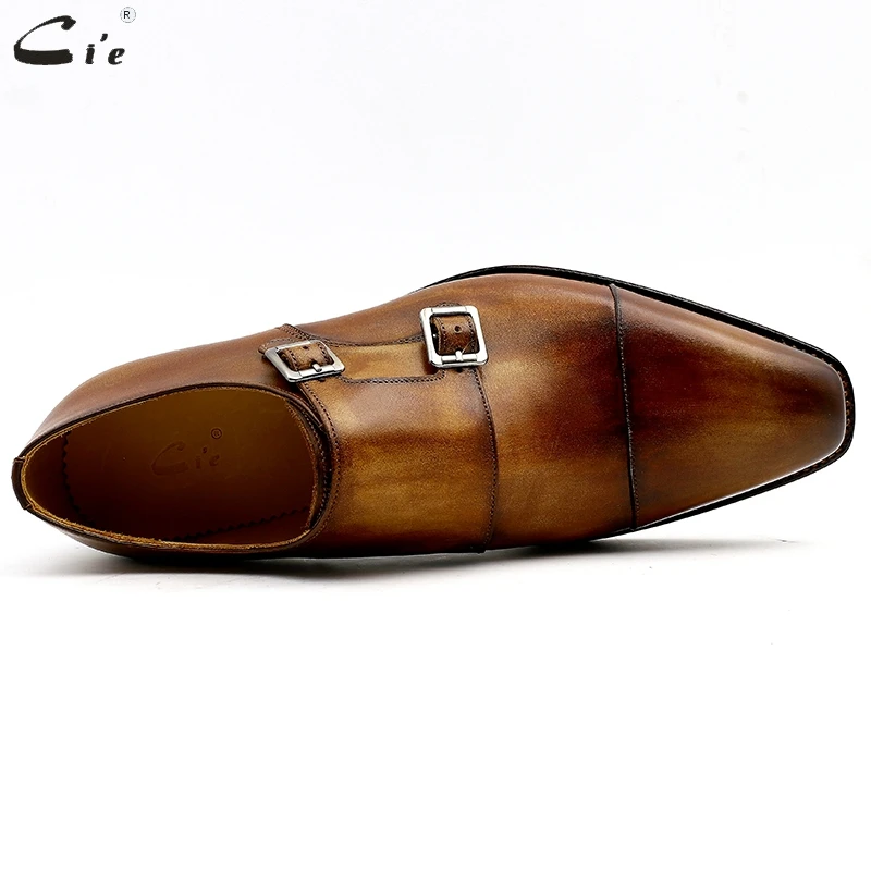 cie monk shoes for man patina brown dress shoe genuine calf leather outsole men suits formal leather work shoe handmade No. 3