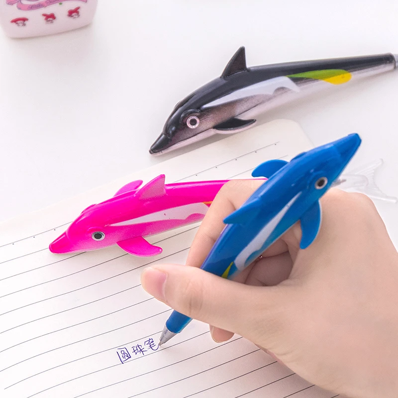 1Pcs 2018 Cartoon Cute Dolphin Shape Ballpoint Pen Marine Life Kid Ball Pen Fine Point 0.5mm Stationery Office School Supplies
