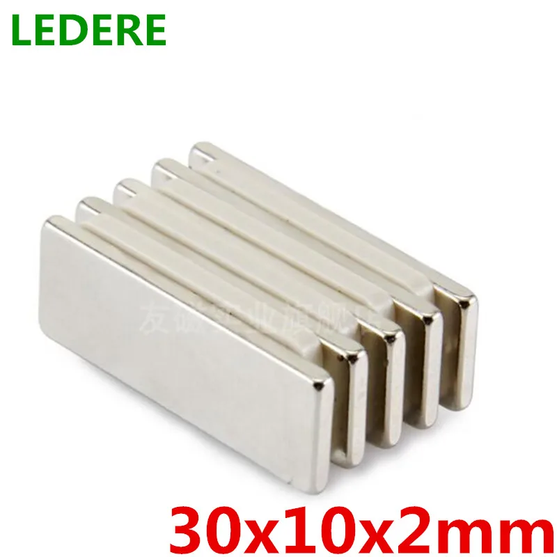 

LEDERE 50pcs 30x10x2 Super Strong Cuboid Block Neodymium Magnet Rare Earth N35 30*10*2mm Magnet 30mmx10mmx2mm