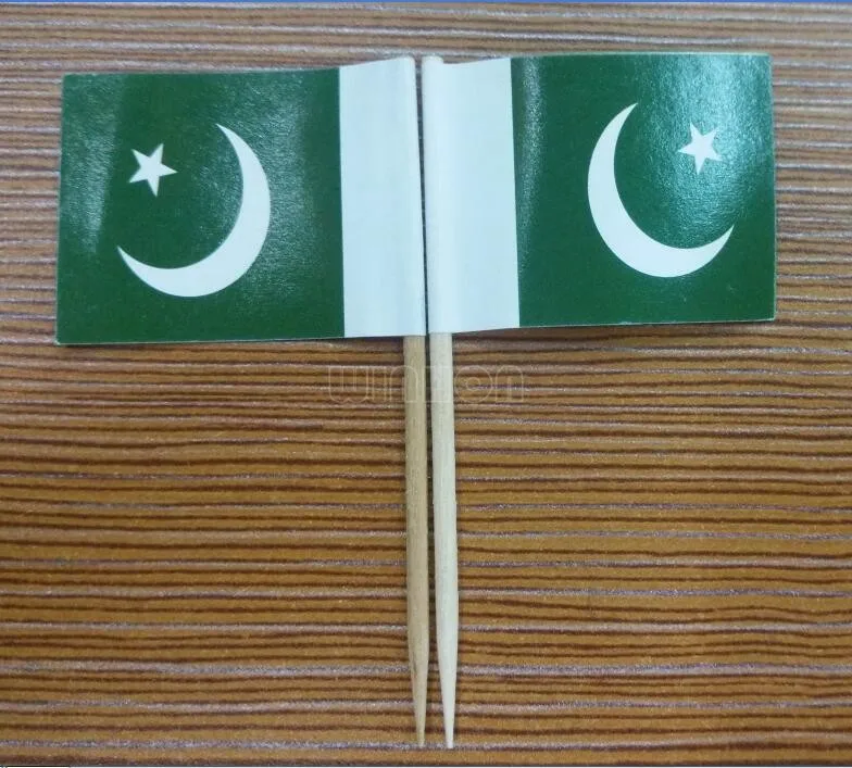 500Pcs Packed Pakistan Toothpick Flags Food CakeToothpicks Dinner Cupcake Cocktail Sticks Decoration Toothpick Flag