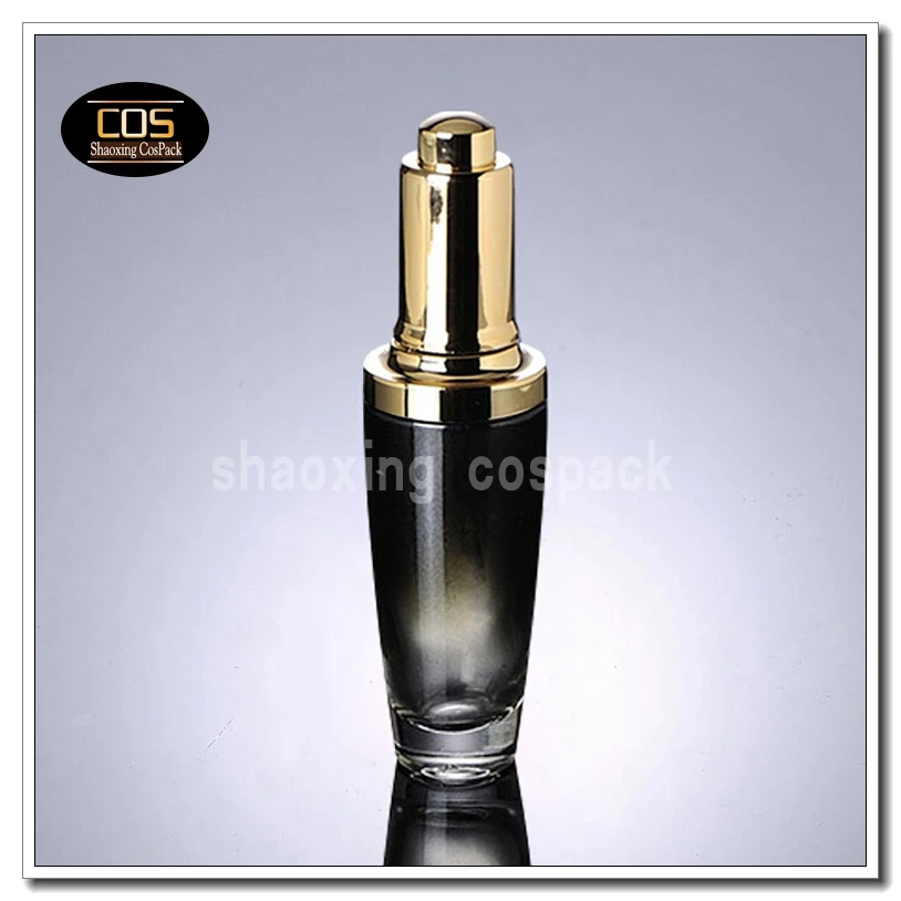 

glass essential oil bottles with dropper, black glass dropper bottles 50ml, DB40 50ml black glass bottle with gold dropper cap