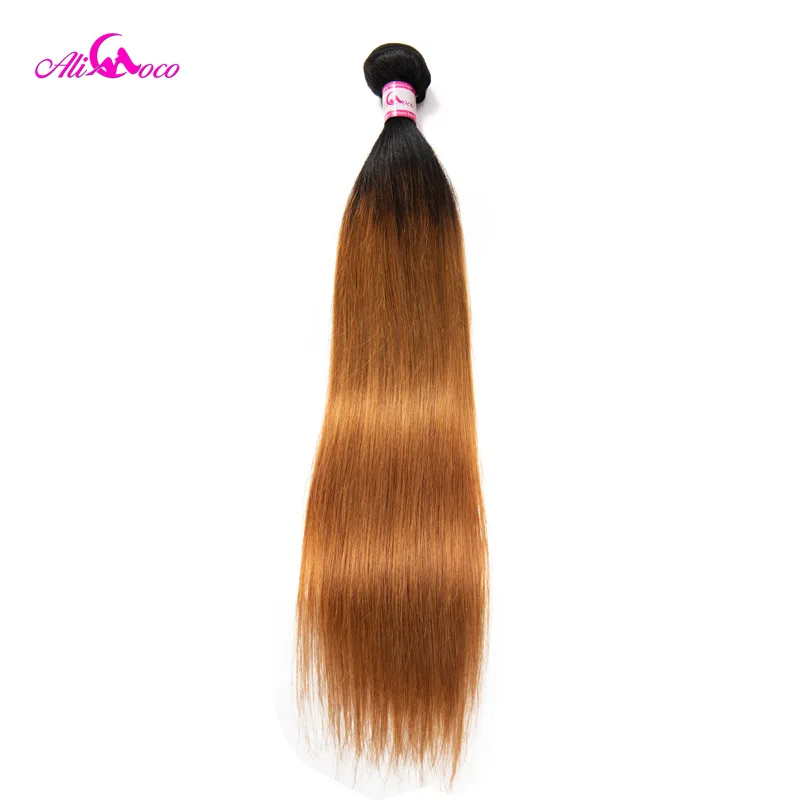 Ali Coco Brazilian Straight Hair Bundles Color 1B/30 100% Human Hair Weaving 1/3/4 Bundles 8-28 Inch Remy Hair Bundles Deals