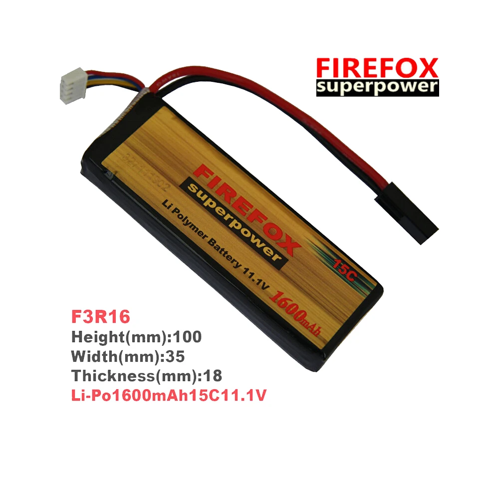 1pcs 100% Orginal FireFox 11.1V 1600mAh 15C Li Po AEG Airsoft Battery F3R16