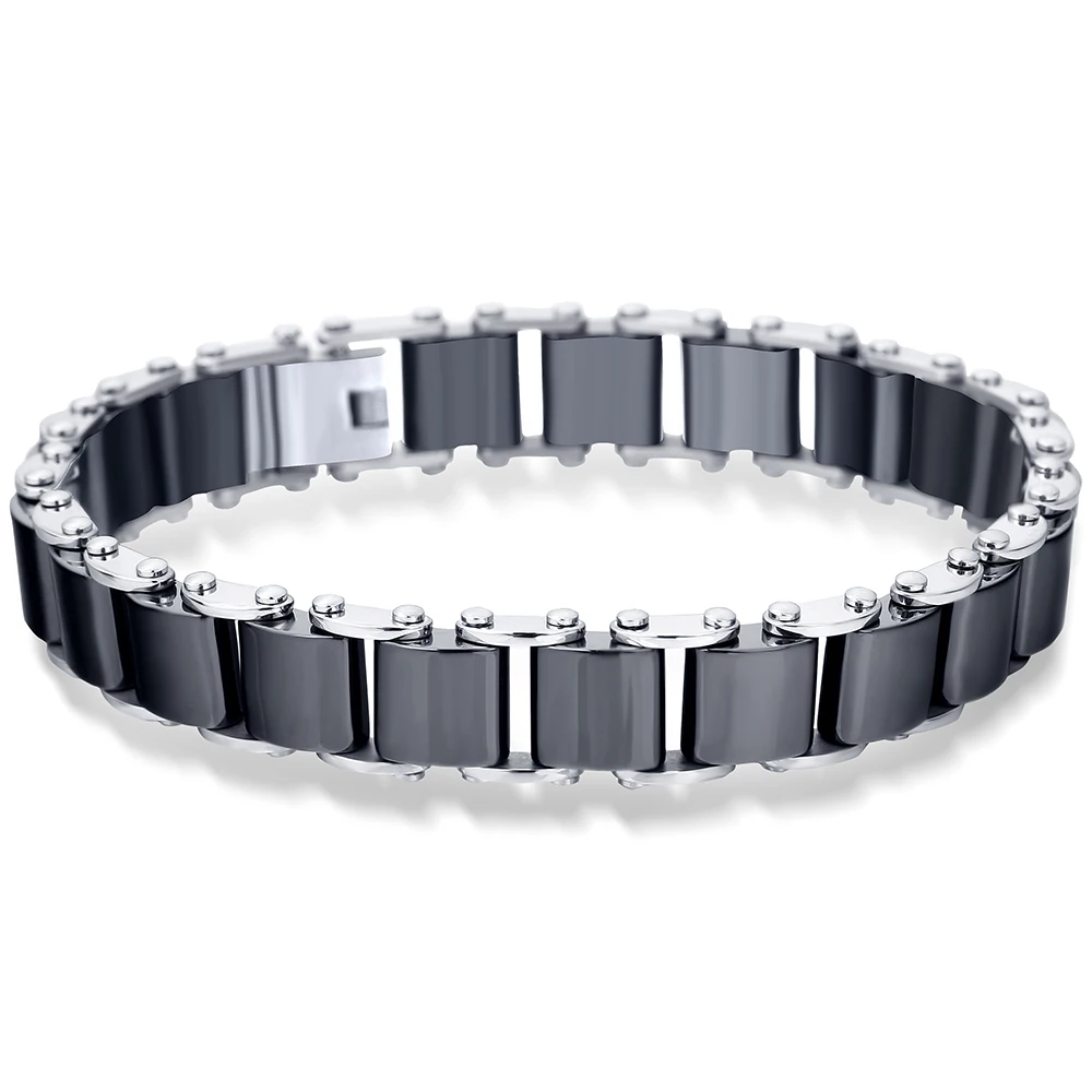 Fashion White/Black Ceramic Wrap Bracelet &Bangle For Men Women 12mm Width Stainless Steel Charm Bracelet