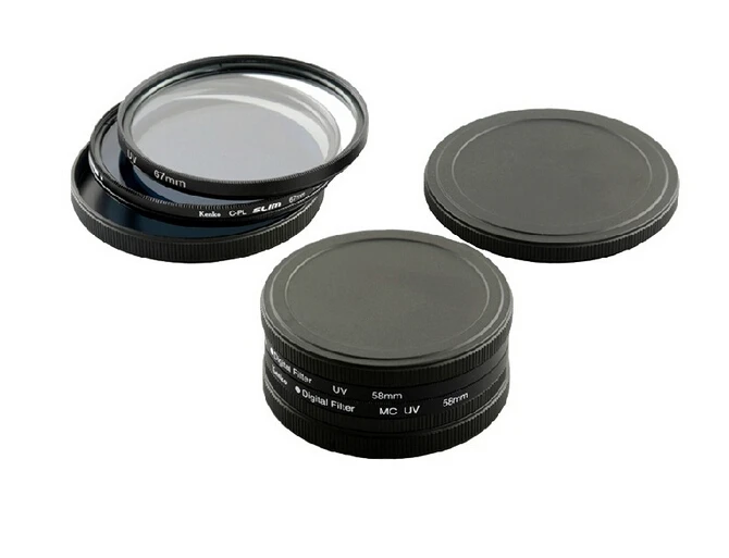 new hot 58MM THREAD Screw-in UV CPL ND FILTERS METAL STACK CAP SET PROTECTOR COVER CASE for lens cap