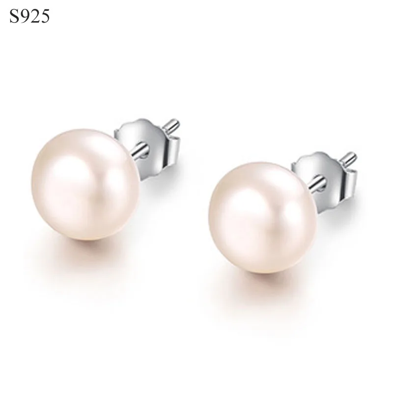 Real Natural Freshwater Pearl Genuine Pure Solid 925 Sterling Stud Earrings for Women Fine Jewelry Female Earring Bijoux Gift