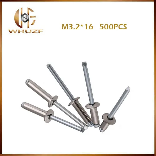 500pcs M3.2*16mm 304 stainless steel Head Break Mandrel Blind Rivets Nail Pop Rivets For Furniture Car Aircraft