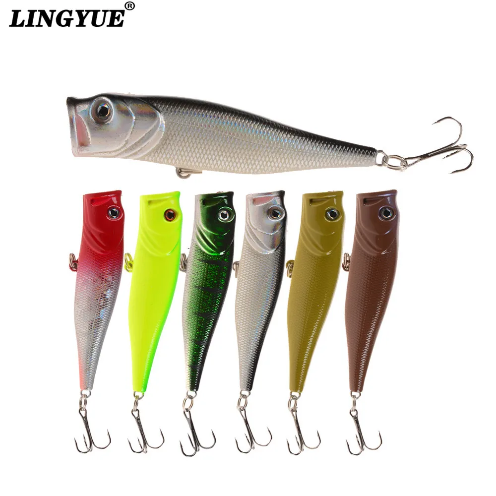 2018 New arrival 1pcs hard popper fishing lures 85mm 13.4g topwater wobblers 6# hooks baits