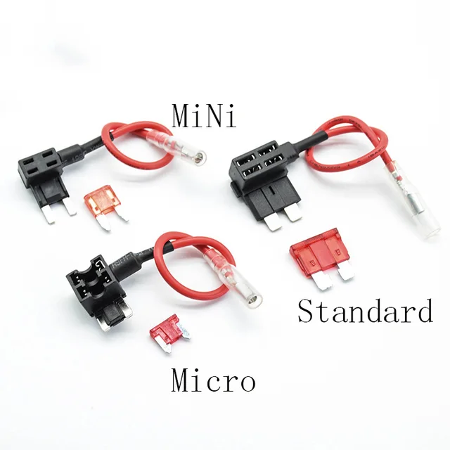 2 szt. 12V Micro/Mini/standardowy rozmiar uchwyt bezpiecznika samochodowego dodatkowy obwód bezpiecznik Piggy Back Adapter TAP z bezpiecznikiem płaskim 10A ATM