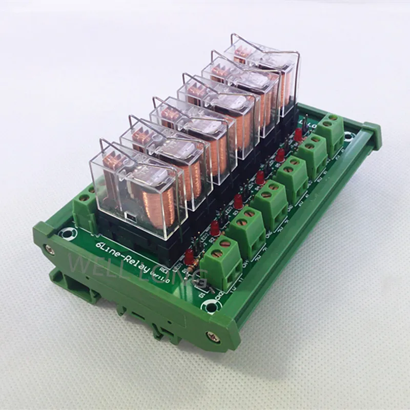 

6 Channels 1NO+ 1NC DIN Rail Mount 16A Power Relay Interface Module With G2R-1-E INPUT DC 12V PNP NPN Compatible